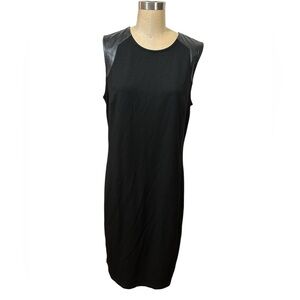 NWT TORRID Women’s Black Midi Sheath Crepe Dress Faux Leather Shoulders 1X 14-16
